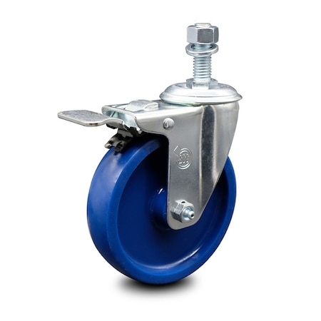 Service Caster 5 Inch Solid Polyurethane Wheel Swivel 1/2 Inch Stem Caster with Total Lock Brake SCC-TSTTL20S514-SPUS-121315